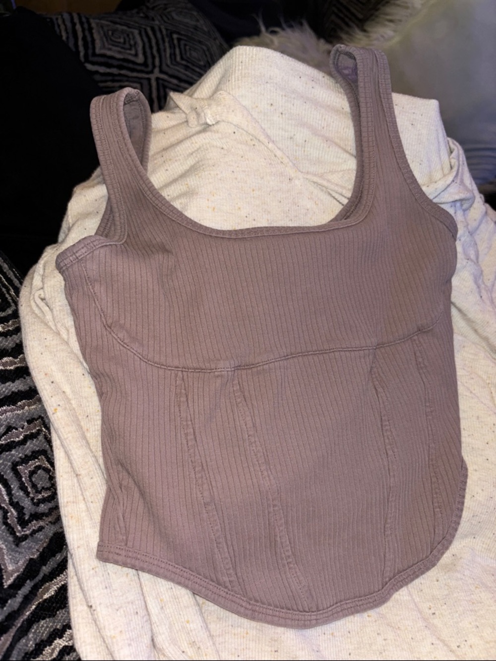 PINK Victoria's Secret Ribbed Scoop Tank Top - Mauve bralette size small